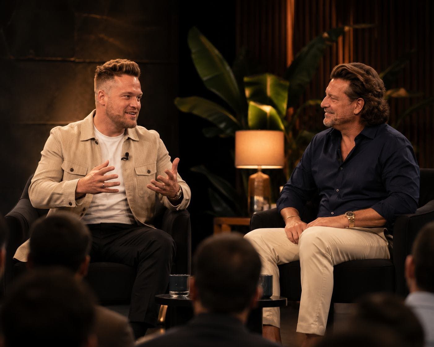 Chad Wittfeldt and Niko Mercuris in conversation in front of a live audience